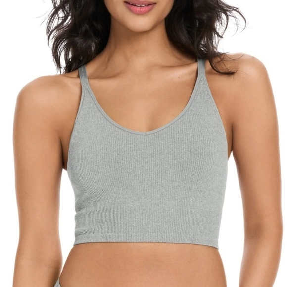 Lemon Set Of 2 Ribbed Yoga Bras Women's Size Small Grey Black Seamless NWOT - Picture 4 of 12